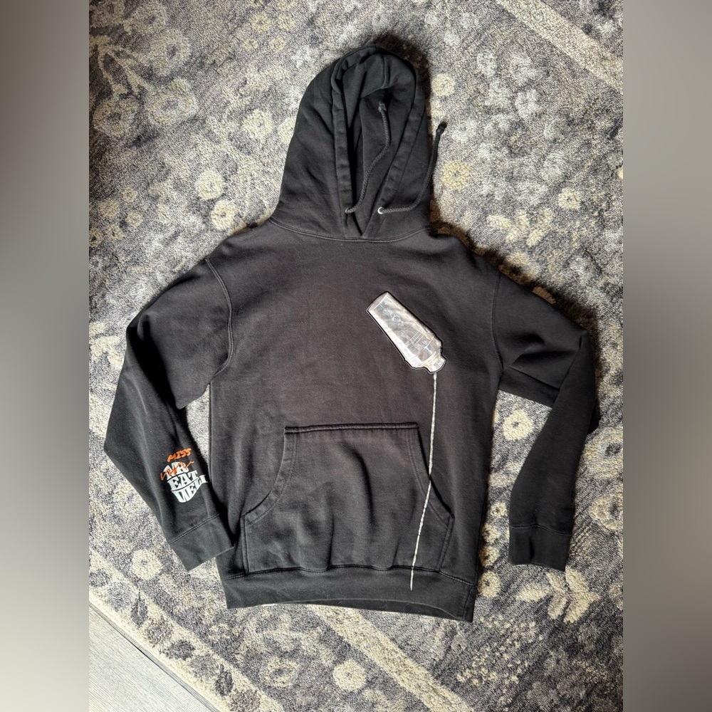 Mr Eatwell Classic Black Hoodie with Embroidered Patch